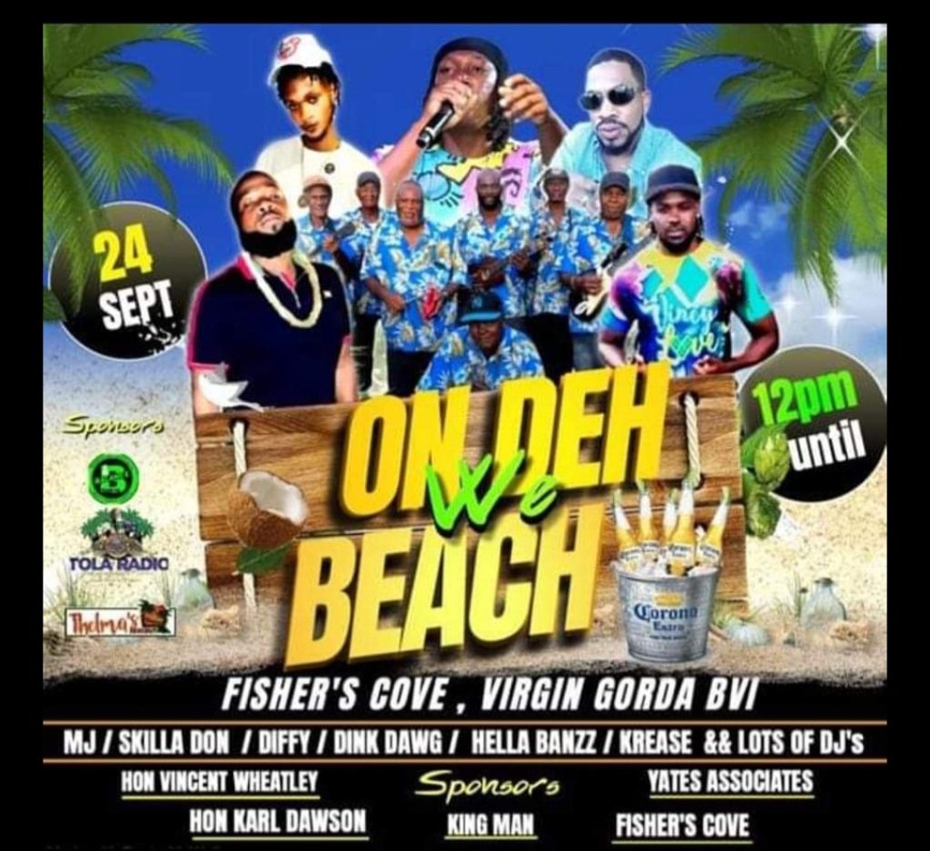 We On Deh Beach Lots of DJ’s Fischer’s Cove, Virgin Gorda BVI