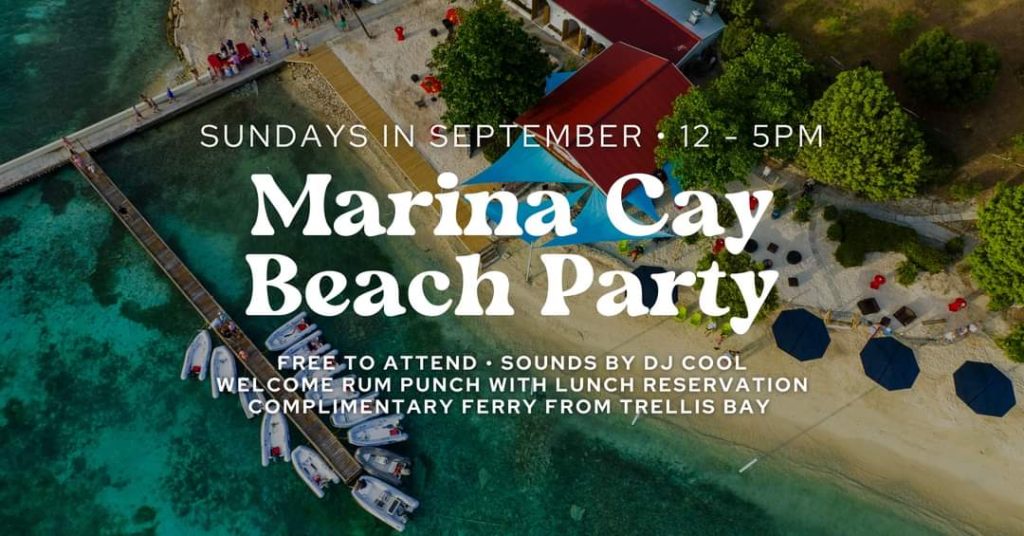 Beach Party Sundays in September with DJ Cool at Marina Cay