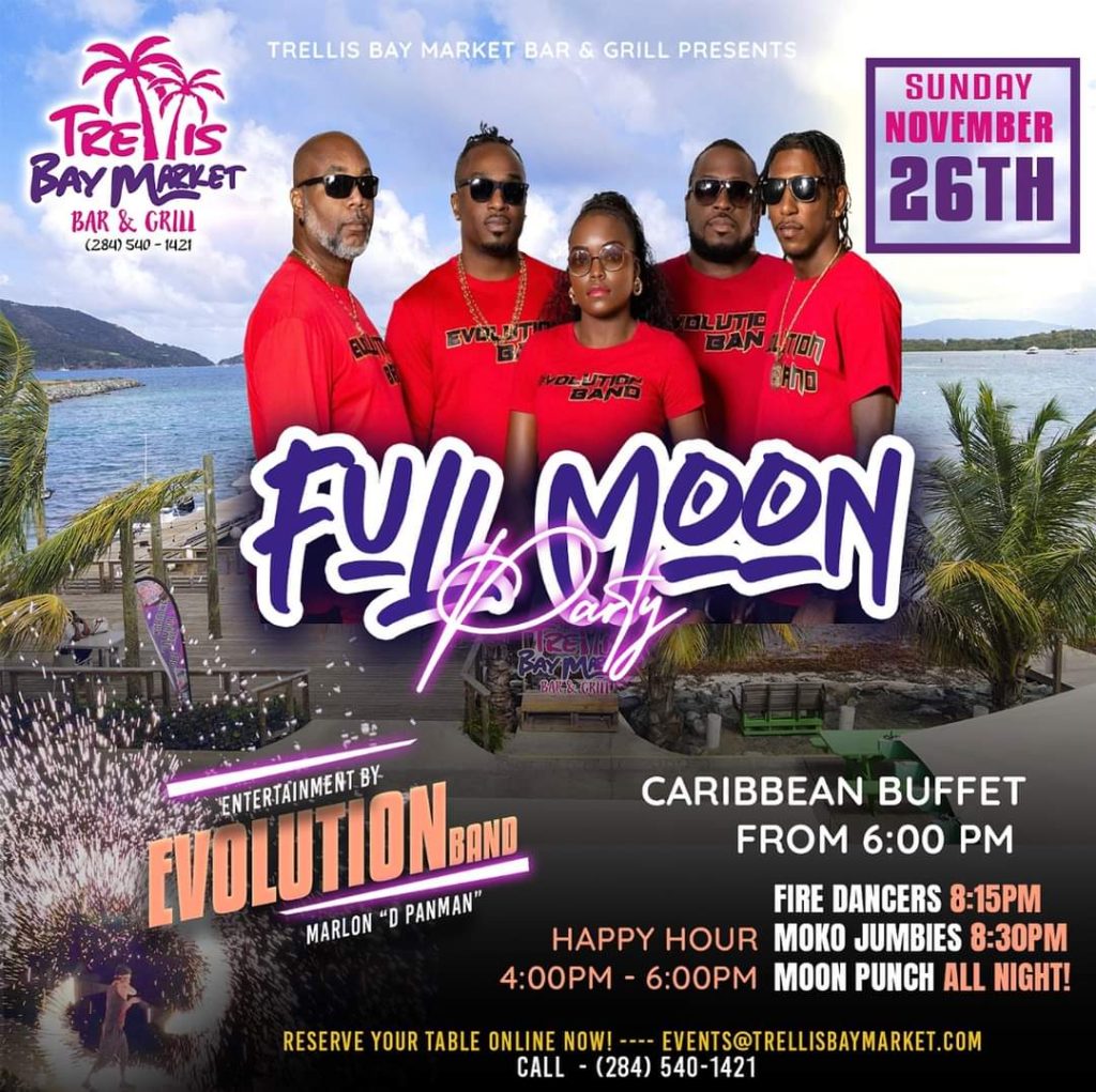 FULL MOON Party with Evolution Band at Trellis Bay Market & Grill