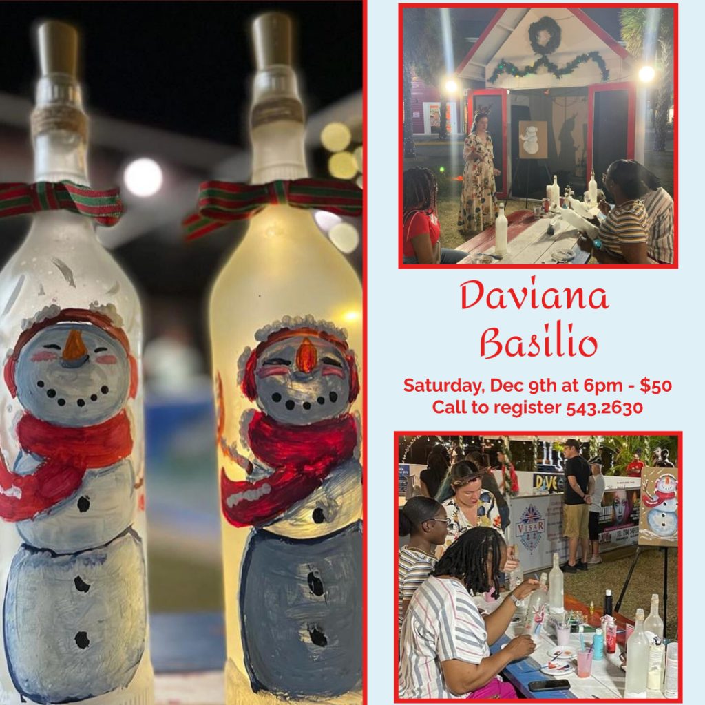 Painting Decorative Holiday Bottles at Winter Wonderland Nanny Cay