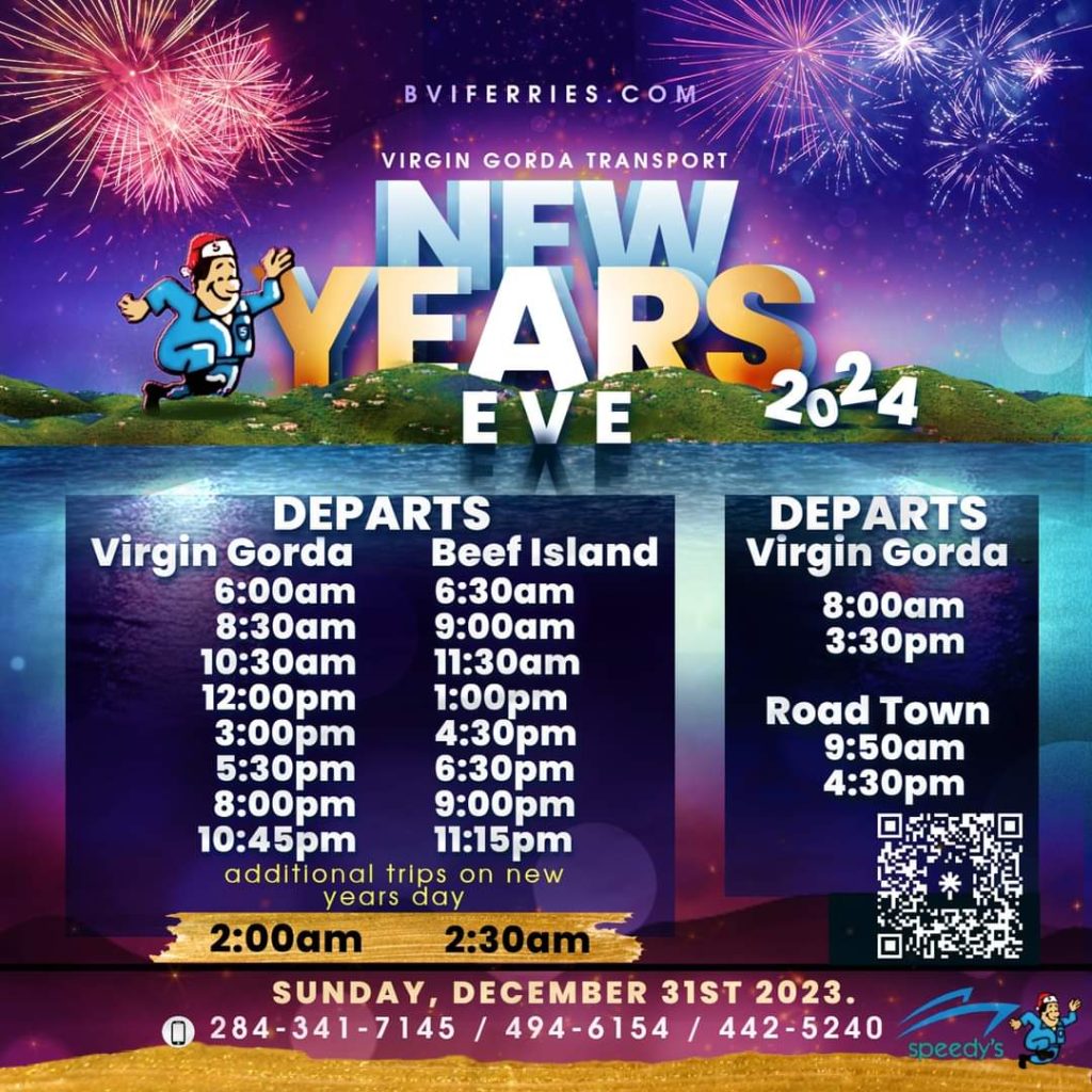 VG Transport New Year’s Eve Ferries Beef Island Road Town Virgin Gorda